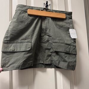 Olive Green Cargo Mini Skirt
